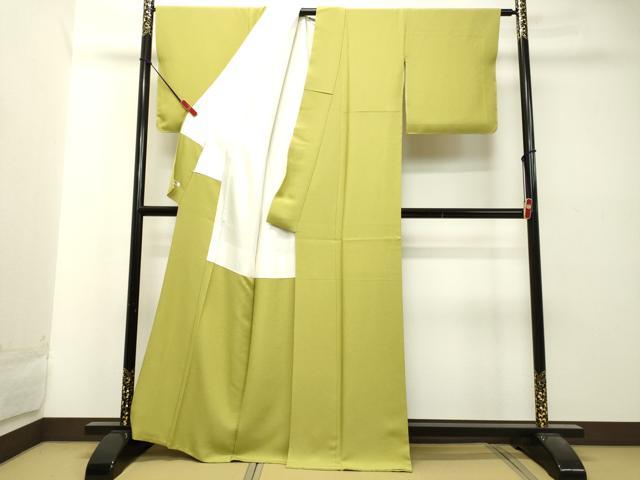 平和屋着物●上質な色無地 抹茶色 正絹 逸品 未使用 DAAT1362tw