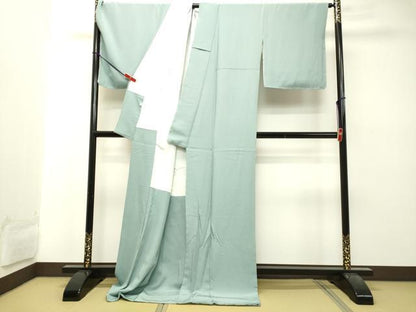 平和屋着物●本草木染作家　瑞寶　色無地　秘色色　ロング丈　正絹　逸品　DAAT1367tw