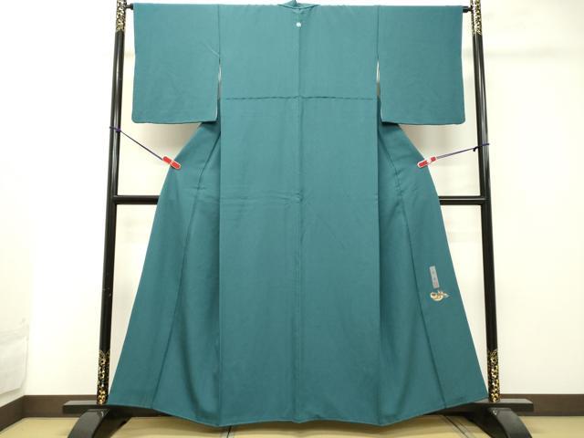 平和屋着物●松岡寿童監修 色無地 納戸色 反端付き 正絹 逸品 DAAT1372tw