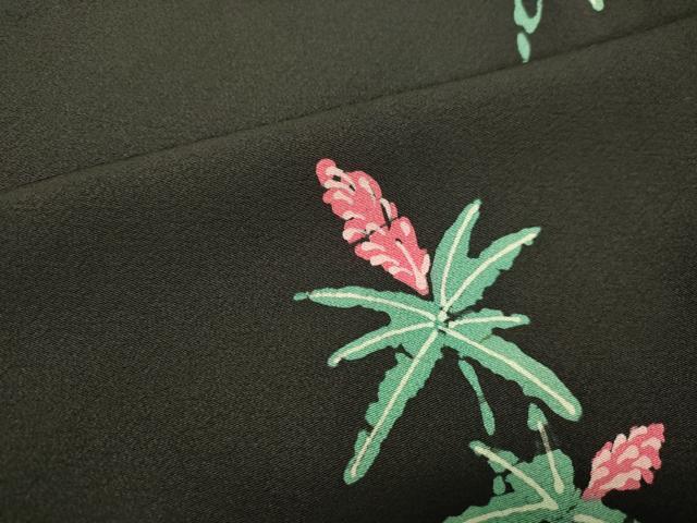 平和屋着物●訪問着 ろうけつ染め 草花文 黒地 正絹 逸品 DAAT1378tw