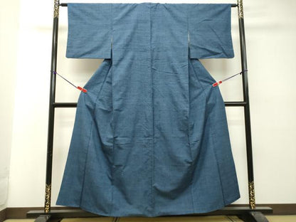 平和屋着物●上質な紬 青藍色 正絹 逸品 DAAT1387tw