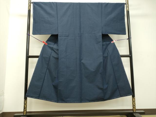 平和屋着物●男性　紬　青藍色　アンサンブル　正絹　逸品　DAAT1403tw