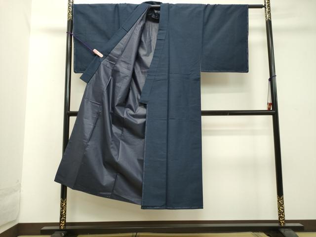 平和屋着物●男性　紬　青藍色　アンサンブル　正絹　逸品　DAAT1403tw