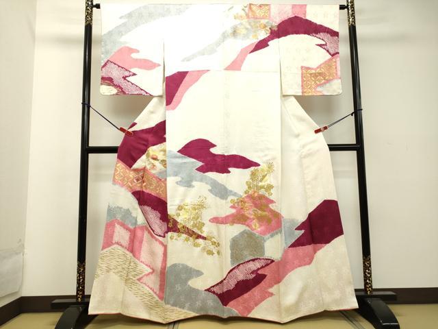 平和屋着物●創業460年・千總　訪問着　絞り　駒刺繍　七宝草花文　金彩　高島屋扱い　正絹　逸品　DAAT1406tw