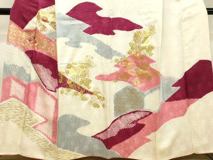 平和屋着物●創業460年・千總　訪問着　絞り　駒刺繍　七宝草花文　金彩　高島屋扱い　正絹　逸品　DAAT1406tw