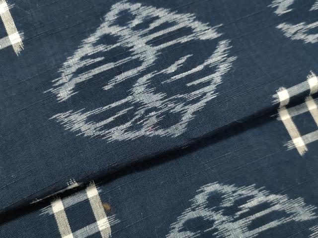 平和屋着物●弓浜絣 単衣 向かい鳥文 綿 逸品 DAAT1411tw