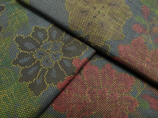 平和屋着物●本場大島紬 7マルキ 草花文 正絹 逸品 DAAT1431tw