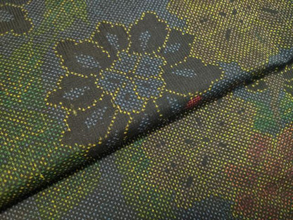 平和屋着物●本場大島紬 7マルキ 草花文 正絹 逸品 DAAT1431tw
