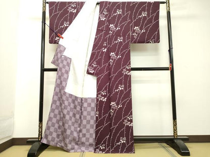 平和屋着物●上質な小紋 草葉文 正絹 逸品 DAAT1433tw