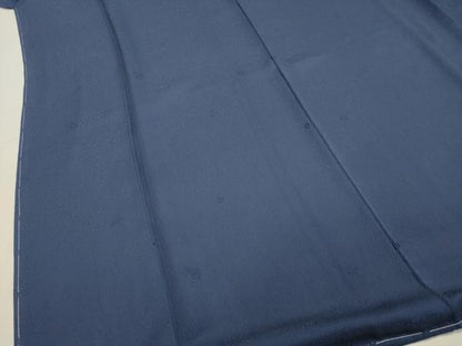 平和屋着物●上質な色無地 草花地紋 ネイビーブルー色 正絹 逸品 未使用 DAAT1435tw