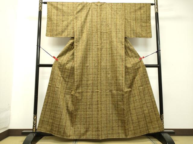 平和屋着物●上質な紬 格子 正絹 逸品 未使用 DAAT1436tw