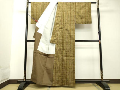 平和屋着物●上質な紬 格子 正絹 逸品 未使用 DAAT1436tw
