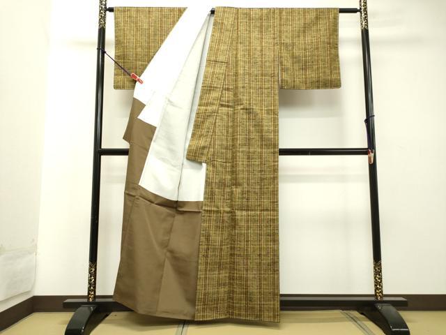 平和屋着物●上質な紬 格子 正絹 逸品 未使用 DAAT1436tw
