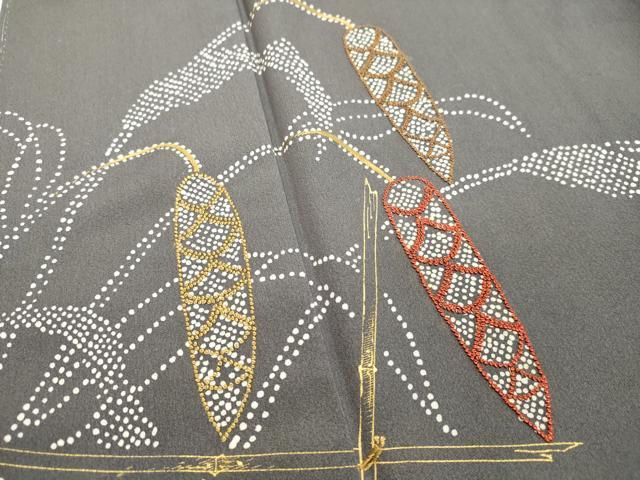平和屋着物●中国三大刺繍　相良刺繍　訪問着　作家物　稲穂　金彩　正絹　逸品　DAAT1451tw