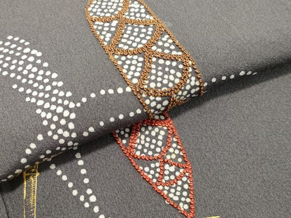 平和屋着物●中国三大刺繍　相良刺繍　訪問着　作家物　稲穂　金彩　正絹　逸品　DAAT1451tw