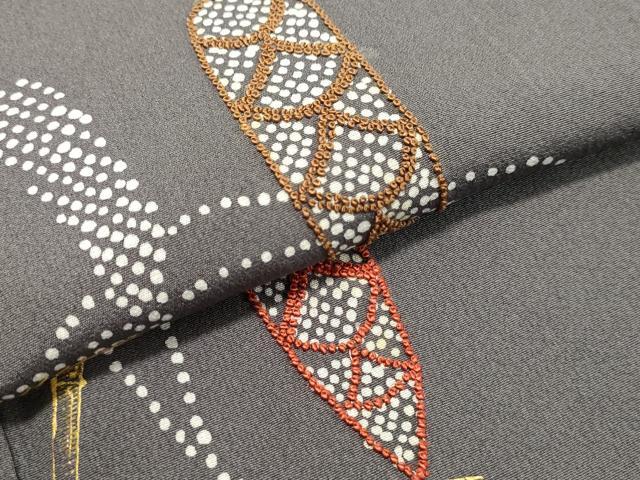 平和屋着物●中国三大刺繍　相良刺繍　訪問着　作家物　稲穂　金彩　正絹　逸品　DAAT1451tw