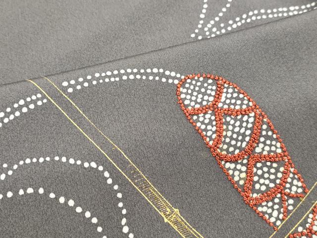 平和屋着物●中国三大刺繍　相良刺繍　訪問着　作家物　稲穂　金彩　正絹　逸品　DAAT1451tw
