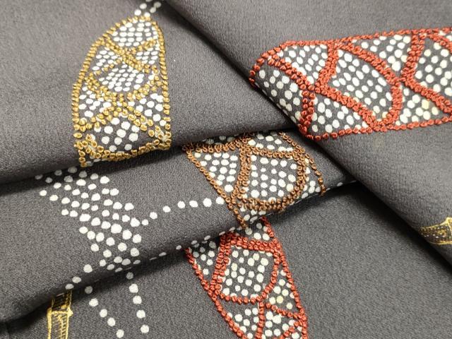 平和屋着物●中国三大刺繍　相良刺繍　訪問着　作家物　稲穂　金彩　正絹　逸品　DAAT1451tw