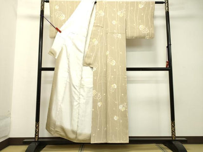 平和屋着物●上質な小紋 ろうけつ染め 枝花間道 正絹 逸品 DAAT1461tw