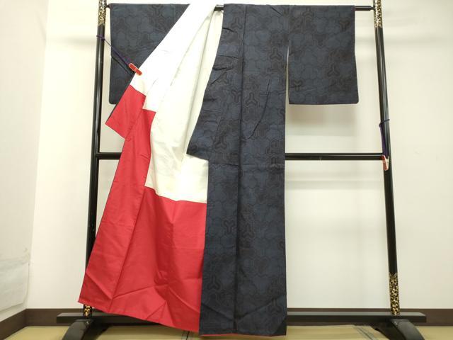 平和屋着物●結城紬　80亀甲　毘沙門亀甲　正絹　逸品　DAAT1464tw