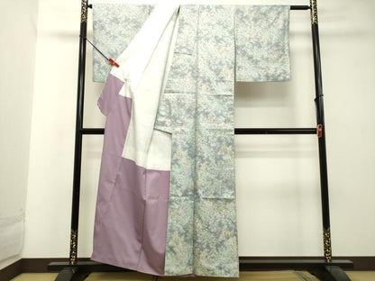 平和屋着物●上質な紬　笹竹文　正絹　逸品　DAAT1465tw