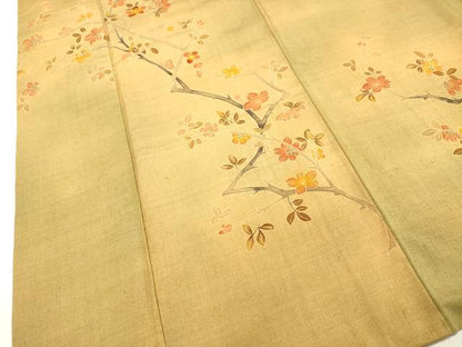 平和屋着物●訪問着 紬地 刺繍 枝花文 金糸 正絹 逸品 DAAT1466tw