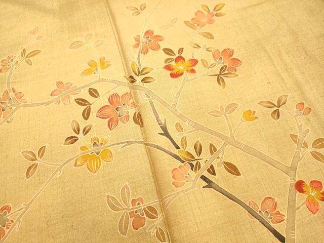 平和屋着物●訪問着 紬地 刺繍 枝花文 金糸 正絹 逸品 DAAT1466tw