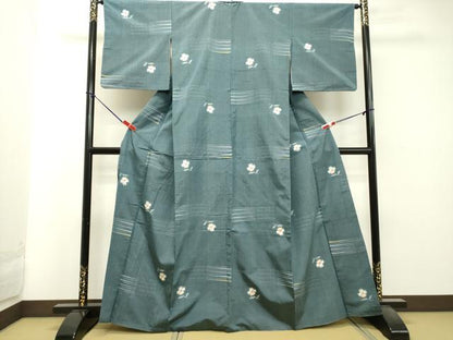 平和屋着物●上質な紬　舞花文　正絹　逸品　DAAT1467tw