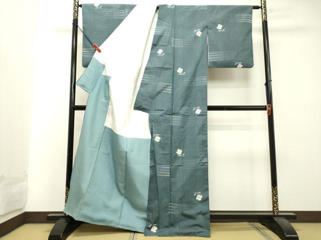 平和屋着物●上質な紬　舞花文　正絹　逸品　DAAT1467tw