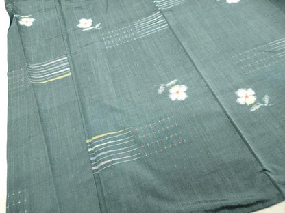 平和屋着物●上質な紬　舞花文　正絹　逸品　DAAT1467tw