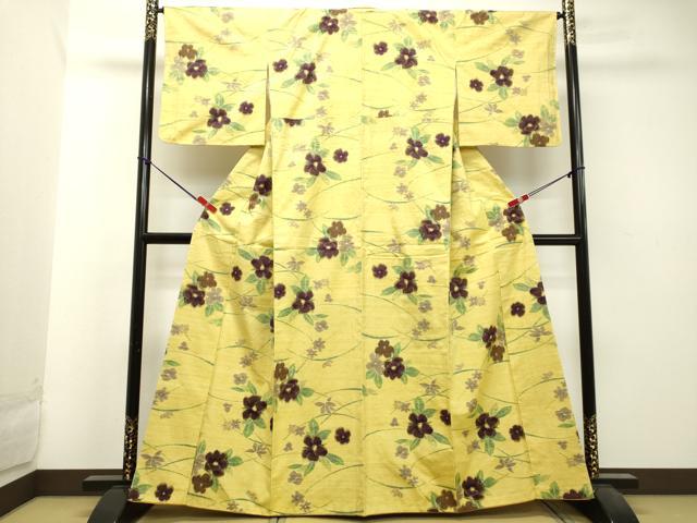 平和屋着物●上質な紬 芝草花文 正絹 逸品 DAAT1473tw