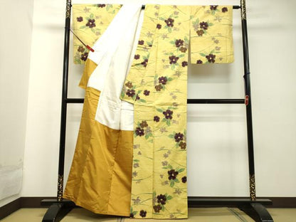 平和屋着物●上質な紬 芝草花文 正絹 逸品 DAAT1473tw
