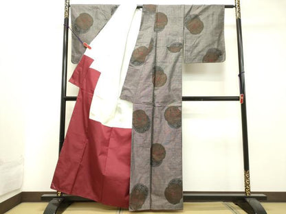 平和屋着物●本場大島紬　9マルキ　花絵皿文　正絹　逸品　未使用　DAAT1474tw