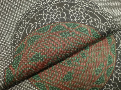 平和屋着物●本場大島紬　9マルキ　花絵皿文　正絹　逸品　未使用　DAAT1474tw