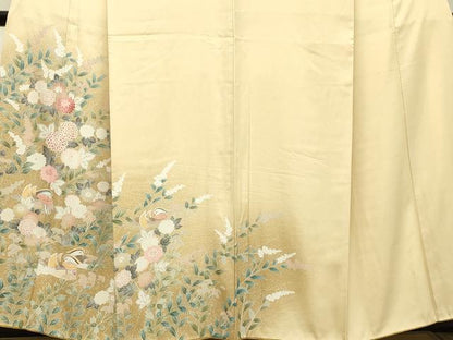 平和屋着物●訪問着 友禅 鴛鴦草花文 たたき染め 正絹 逸品 DAAT1477tw