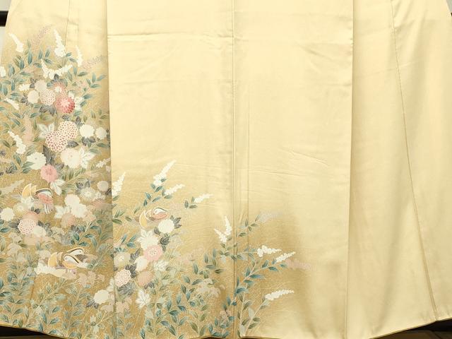 平和屋着物●訪問着 友禅 鴛鴦草花文 たたき染め 正絹 逸品 DAAT1477tw