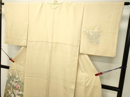平和屋着物●訪問着 友禅 鴛鴦草花文 たたき染め 正絹 逸品 DAAT1477tw