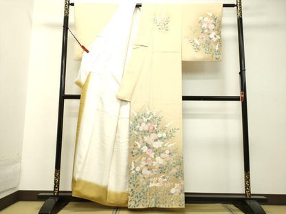 平和屋着物●訪問着 友禅 鴛鴦草花文 たたき染め 正絹 逸品 DAAT1477tw