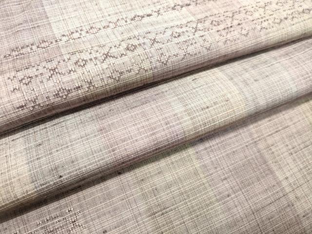 平和屋着物●上質な紬　花織　変わり市松文様　正絹　逸品　未使用　DAAT1478tw
