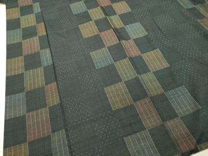 平和屋着物●銀座世きね 上質な紬 変わり市松文様 正絹 逸品 DAAT1498tw