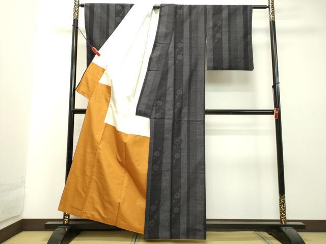 平和屋着物●結城紬　80亀甲　簪　正絹　逸品　DAAT1499tw