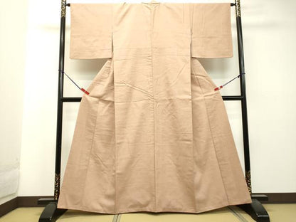 平和屋着物●上質な紬 洗柿色 反端付き 正絹 逸品 DAAT1505tw