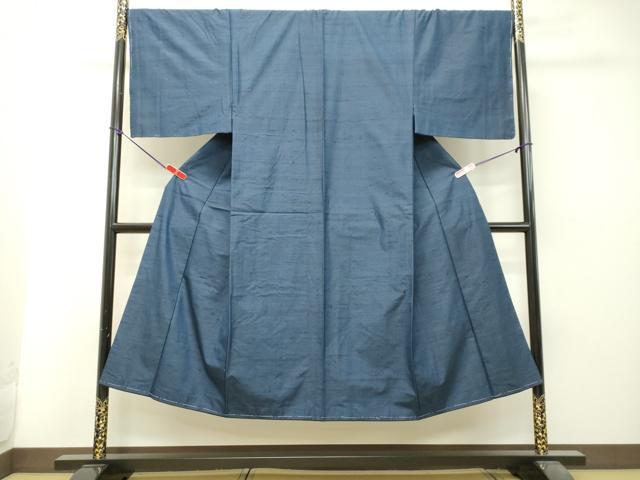 平和屋着物●男性　紬　アンサンブル　青藍色　正絹　逸品　DAAT1511tw