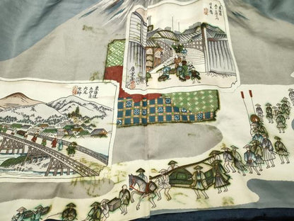 平和屋着物●男性　紬　アンサンブル　青藍色　正絹　逸品　DAAT1511tw