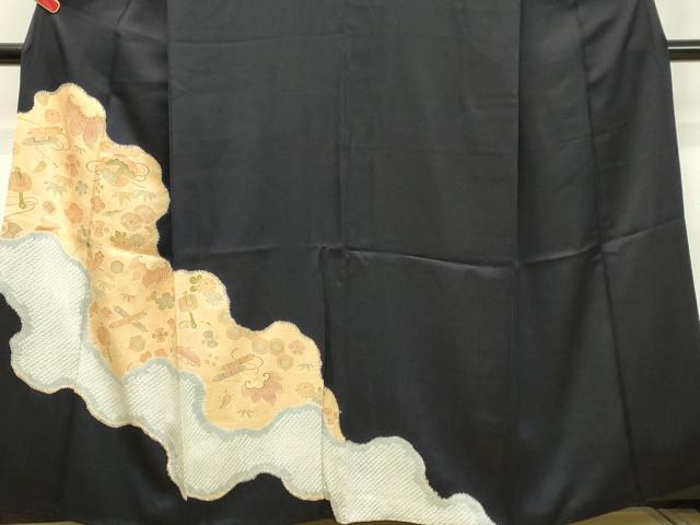 平和屋着物●訪問着 絞り 宝尽くし文 黒地 銀座越後屋扱い 正絹 逸品 DAAT1520tw
