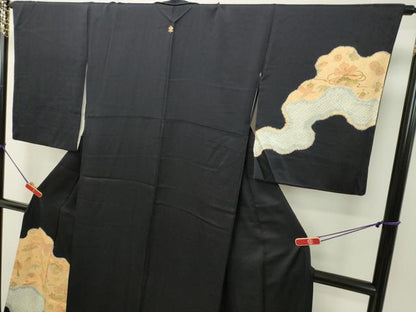 平和屋着物●訪問着 絞り 宝尽くし文 黒地 銀座越後屋扱い 正絹 逸品 DAAT1520tw