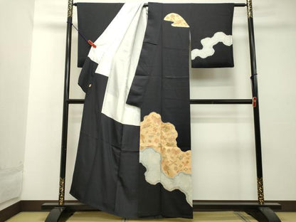 平和屋着物●訪問着 絞り 宝尽くし文 黒地 銀座越後屋扱い 正絹 逸品 DAAT1520tw