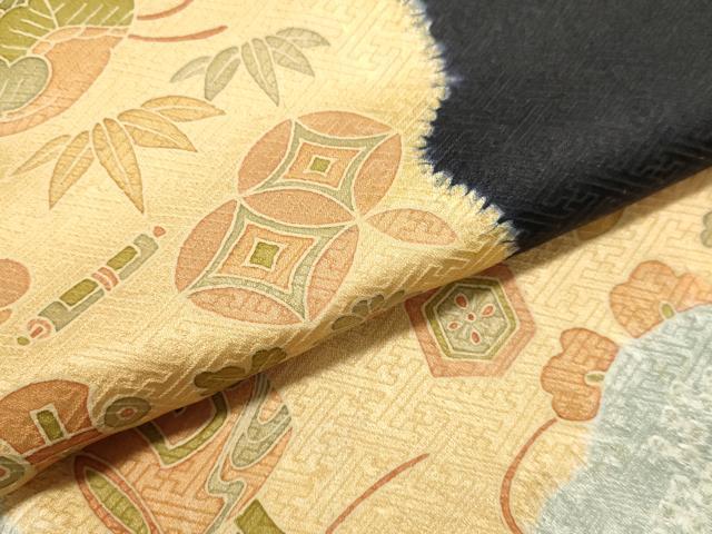 平和屋着物●訪問着 絞り 宝尽くし文 黒地 銀座越後屋扱い 正絹 逸品 DAAT1520tw