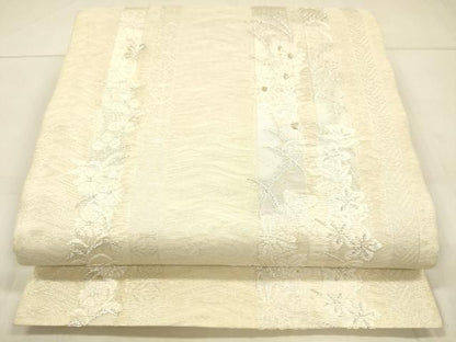 平和屋着物＊夏物 六通柄袋帯 草花間道 金銀糸 正絹 逸品 DAAT1546cm