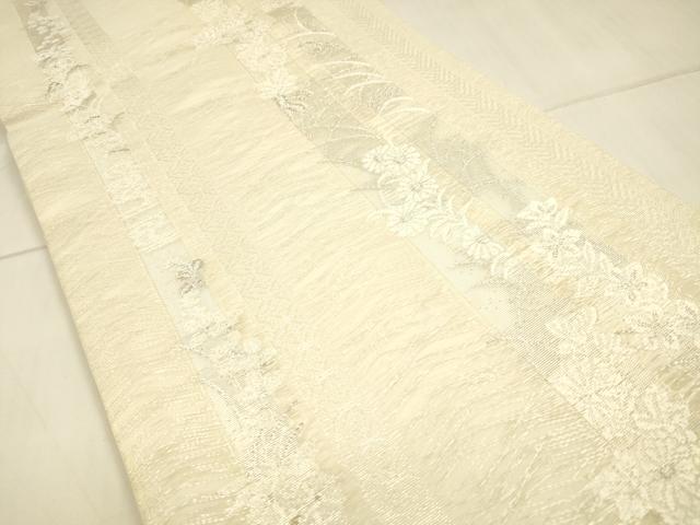 平和屋着物＊夏物 六通柄袋帯 草花間道 金銀糸 正絹 逸品 DAAT1546cm